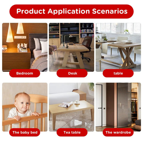 Thick Silicone Baby Proofing Corner Protectors And Soft Edge Bumper Strips That Stick Like Crazy For Super Safe Kids Rooms used on various furniture.