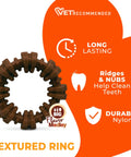 Textured Ring Power Chew Toy For Extra Large Dogs 50 Plus Lbs Durable Ring Shaped Chew Toy Built For Tough Chewers With Raised Surfaces That Clean Teeth And Massage Gums, brown nylon ring
