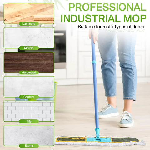 Three Pack 36 Inch Cotton Dust Mop Heads Commercial Refill Hella Thick Cotton Loop No Sweat Swapping Killer Absorbency For Warehouse And Hallway Floors Always being used on various floor types.