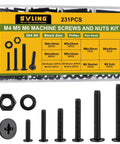 231 Pieces Machine Screws And Nuts Kit M4 M5 M6 Phillips Flat Round Head 304 Stainless Steel Nuts Bolts Washers Set Black