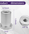 Top Shelf Badass Weld On Nut Six Pack With 3/8-16 Thread And Extended Stepped Flange dimensions 1.25 inch barrel and 1 inch OD