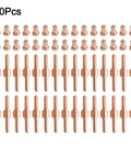 60 Piece Plasma Cutter Consumables Kit Perfect for PT-31 And LG-40 Torches featuring red copper nozzles and electrodes.