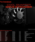 Top Shelf Right Side Engine Radiator Cooling Fan Assembly For Audi A3 And Volkswagen Beetle Eos Golf, close-up view.