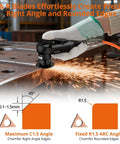 Air Powered Chamfer Tool Kit With Dual Blade System R And C Blades, 30000 RPM Deburring Machine in use on metal for precise chamfering
