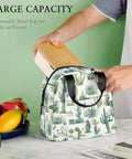 Person placing box into Insulated Lunch Bag For Women And Men Portable Lunch Tote Reusable Lunchbox With Eco Friendly Lining Keeps Food Fresh Warm Cold