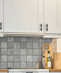 Matte Black Cabinet Handles Set of 10 - 3 Inch Center Hole Zinc Alloy Square Bar Drawer Pulls for Kitchen Cabinets installed