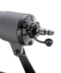 Close-up of air connector on Pneumatic 16 Gauge Straight Finish Nailer With 2000 Nails Pro Grade Lightweight Aluminum Body