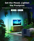 Govee RGBIC Floor Lamp Basic, black 1000lm LED corner standing lamp with teal ambient light beside TV in living room