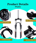 Product details of Lightweight Aluminum Alloy Front Fork with 105mm Travel for mountain bikes, black and red suspension fork features.