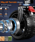 Close-up of all terrain wheel on Heavy Duty 48 Inch Collapsible Wagon Cart With 560 Lb Capacity And 300L Storage
