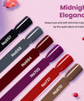 Six Piece Gel Nail Polish Set 15ml Each Full Size Kit With Burgundy Dark Red Brown Black Gray And More Shades for UV lamp