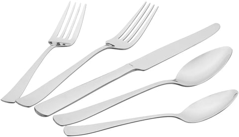 Hella Sturdy 20 Piece Stainless Steel Flatware Set With Crisp Square Edges And Mirror Silver Finish Serves Four Guests Cuts Cleaning Hassles Dishwasher Approved Heavy Weight Cutlery That Adds A Cool Factor To Holiday Feasts And Weekday Suppers