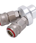 Two Way Connector Chrome Plated Pneumatic Quick Coupler With Self Locking Mechanism For One Handed Quick Connect In Air Tools And Pneumatic Systems Beefy Carbon Steel G1 Quarter Inch Thread