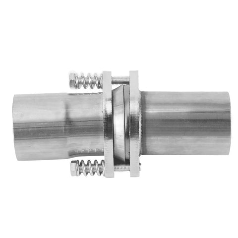 Heavy Duty Exhaust Pipe Repair Kit With Quick Fix Slip Joint Connector For Muffler Leaks Easy Peasy No Sweat Install Fits 2.75 Inch Diameter Pipes On Most Cars And Trucks, showcasing stainless steel construction.