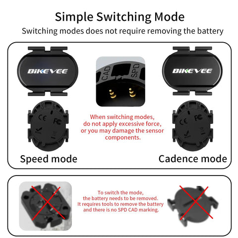 Cadence and Speed Sensor for Cycling With Dual Mode RPM Tracking, Wireless Bluetooth and ANT Plus Connectivity switches