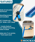 Blue Aluminum T Track 3 Ft For Workbenches, Jigs, And Machine Tables, Universal Slot Rail features and dimensions shown