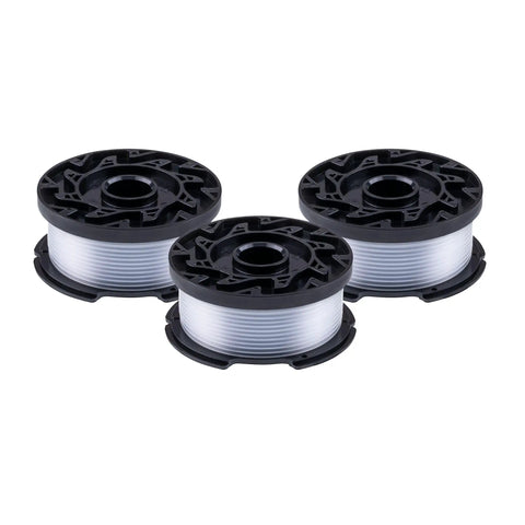 Replacement Trimmer Line For Weed Eater 0.065 Inch, 30 Feet, 3 Pack, Genuine OEM Spool, visible as three spools on white background