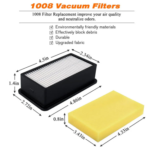 Vacuum Filter 2 Pack For Bissell CleanView Upright 9595A 9595R 95956 85312 85321 7636 391, dimensions shown