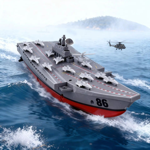 Remote Controlled Warship Battleship And Aircraft Carrier RC Boat With 4WD Dual Motors And 2.4G Radio Speeds Up To 10 Kmh in water
