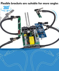 Pro Grade Four Arm Adjustable Soldering Helping Hands With Flexible Gooseneck Arms 360 Degree Rotating PCB Holder Clamp in use