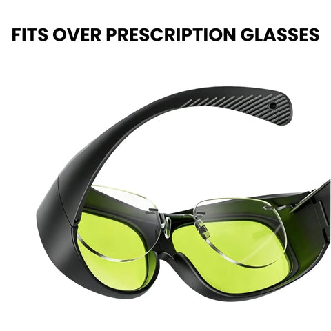Kickass 800-1100nm Laser Safety Glasses Featuring Tough OD5+ And OD7+ Ratings For Near Infrared Work with green lenses