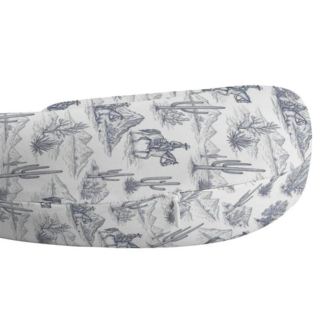 Women's Memory Foam U Shaped Neck Pillow For Travel And Daily Use On The Go Western Cowboy Cactus White Close-Up View