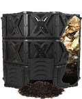 540L Outdoor Tumbler Compost Bin For Garden And Yard, extra large BPA-free, showing composting process with yard waste