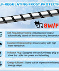 Self Regulating Heat Tape for Water Pipes, 30 Ft Heavy Duty Pipe Freeze Protection, 120V 8W/ft, showing features and benefits