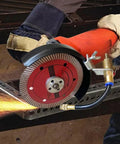 Keep Dust To The Curb And Your Equipment In Top Shape With This Smooth Two Mode Flexible Water Sprayer Nozzle For Angle Grinders Concrete Cutting And Tough Construction Sites, showcasing aluminum nozzle on angle grinder.
