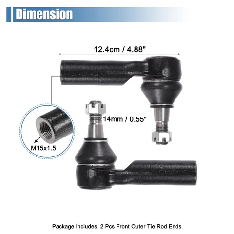 Dodge Ram 1500 Front Outer Tie Rod Ends Kit 2 Pack Direct OE Replacement ES80574 For Tight Steering And Beefed Up Ride On Rough Roads Safer Handling And Quicker Response On Every Drive. 2 pcs, 12.4cm, M15x1.5