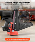 Heavy Duty Eight Inch Bench Grinder Paired With Two By Twenty Eight Belt Sander Combo with 0-90 degree adjustable sanding belt arm.
