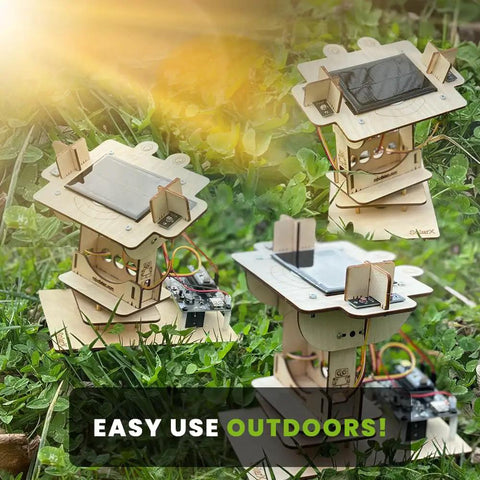 Sun Tracking Solar Panel DIY Kit With Arduino Nano Educational Sun Tracker System and Electronic Components Coding Kit for Learning Renewable Energy for Home Projects, outdoor setup on grass