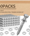 40 Pack One Half Inch By Four Inch Stainless Steel Lag Bolts With Forty Washers Kit For Outdoor Wood Projects Decks Fences