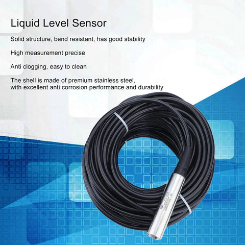 Liquid Level Transmitter And Sensor For 4 To 20mA Water Level Detection, 0 To 5 Meter Range, Stainless Steel Housing, Rugged Cable