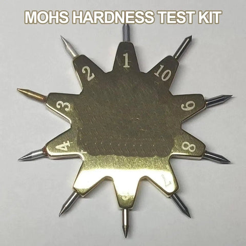 Pro Grade Mohs Hardness Test Kit With 1 to 10 Scratch Tester Picks Gold Ten Pointed Star Grip, 10-tip mineral tester