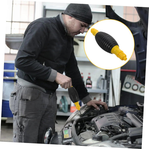 Portable Transfer Pump For Trucks, Cars, And Boats - Manual Siphon Pump For Fast Liquid Transfer, Easy Extraction, No Spill Design, Anti Leak Air Feature, Great For Yachts And Heavy Equipment Tools used in car engine bay, black hose with yellow ends