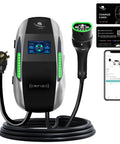 Level 2 Home EV Charger 9.6kW 40A With LCD Display 240V NEMA 14 50 Plug Wall Mounted for Fast Overnight Charging SAE J1772 Compatible