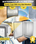 Heavy Duty Outdoor Electrical Junction Box With Boss Level Steel Construction And Legit IP66 Waterproof Seal Plus Powder Coated Shell showcasing rubber sealing strip for weather resistance.