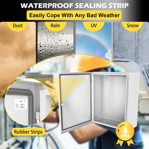Heavy Duty Outdoor Electrical Junction Box With Boss Level Steel Construction And Legit IP66 Waterproof Seal Plus Powder Coated Shell showcasing rubber sealing strip for weather resistance.