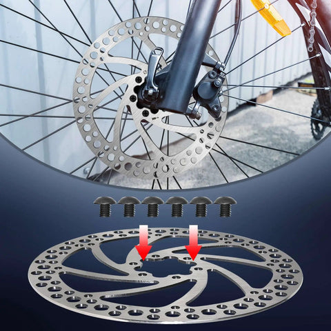 MTB Disc Brake Rotor Six Bolt 140mm 160mm 180mm 203mm Stainless Steel One Point Eight Millimeter Thick with bike wheel