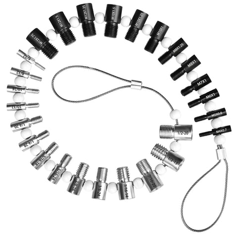Nut And Bolt Thread Checker Kit With 28 Gauges 15 SAE Inch And 13 Metric Thread Gauges for quick identification and verification.