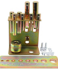 Heavy Duty Shop Press Pin And Hydraulic Press Pin Punch Set 2 To 20 Ton Capacity Premium Alloy Steel Construction Compatible With Press Models 24811 24812 25087 25088 For DIY And Professional Press Work, showing set of eight pins and platform with size markers.