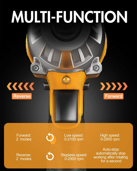 Multi-function control on 1/2 Inch Cordless Brushless Impact Wrench Kit 300 Ft-Lbs Max Torque 3000 RPM 20V Power