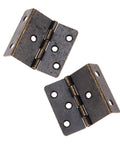 Antique Bronze Three Folding Hardware Hinges Set for Doors Cabinets and Small Chests, 2 Hinges with 12 Screws, zinc alloy, decorative finish