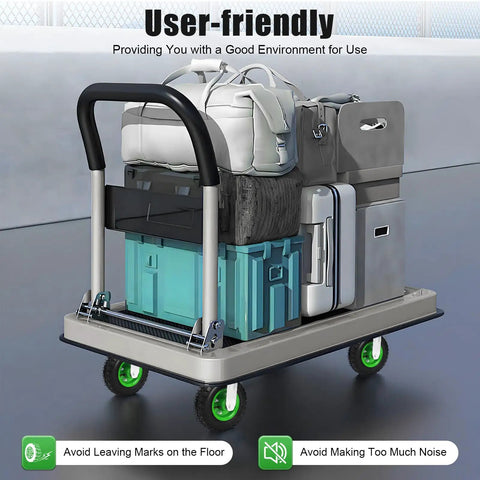 8 Inch Pneumatic Caster Set Two Swivel Two Rigid Heavy Duty Air Tire Wheels For Utility Carts on a loaded cart for easy transport.
