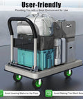 Eight Inch Pneumatic Swivel Caster Kit With Bolt On Mounting Heavy Duty Inflatable Air Tires Black Rubber Shock Absorbing Wheels on a user-friendly cart.