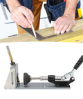 No Sweat Precision Pocket Hole Jig System Dead On Drill Depth Control and Slick Woodworking Alignment Tool for Heavy Duty Cabinet Joinery Featuring Fast DIY Setup with measuring square.