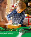 Child opening gift box with Dinosaur Headlamp For Kids With LED Flashlight Roar And Silent Modes, T Rex Dino Toy