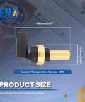 Straight Plug And Play Engine Coolant Temperature Sensor Perfect Direct Swap For Chevy GMC Buick Cadillac Models 1.8L 2.0L 2.5L 3.6L Engines 2019 Through 2024 Reliable Heavy Duty Replacement product dimensions displayed
