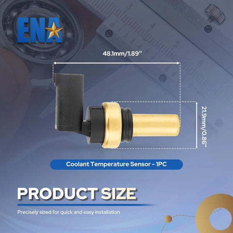 Straight Plug And Play Engine Coolant Temperature Sensor Perfect Direct Swap For Chevy GMC Buick Cadillac Models 1.8L 2.0L 2.5L 3.6L Engines 2019 Through 2024 Reliable Heavy Duty Replacement product dimensions displayed